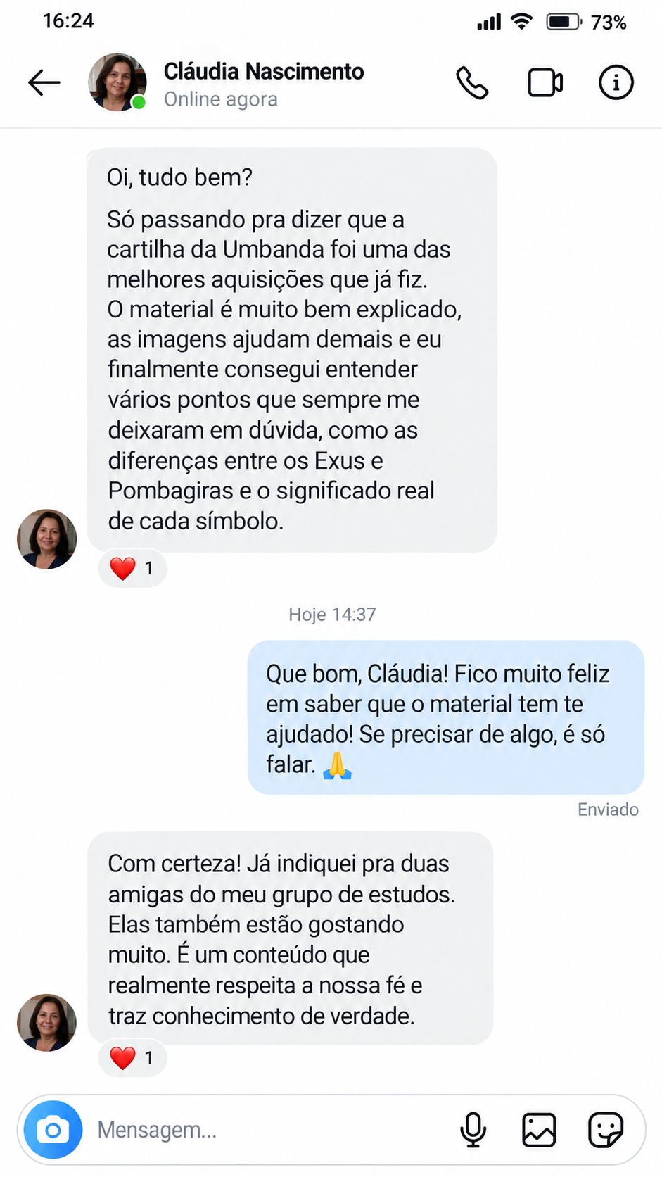 Depoimento 1 de aluno da Cartilha da Umbanda